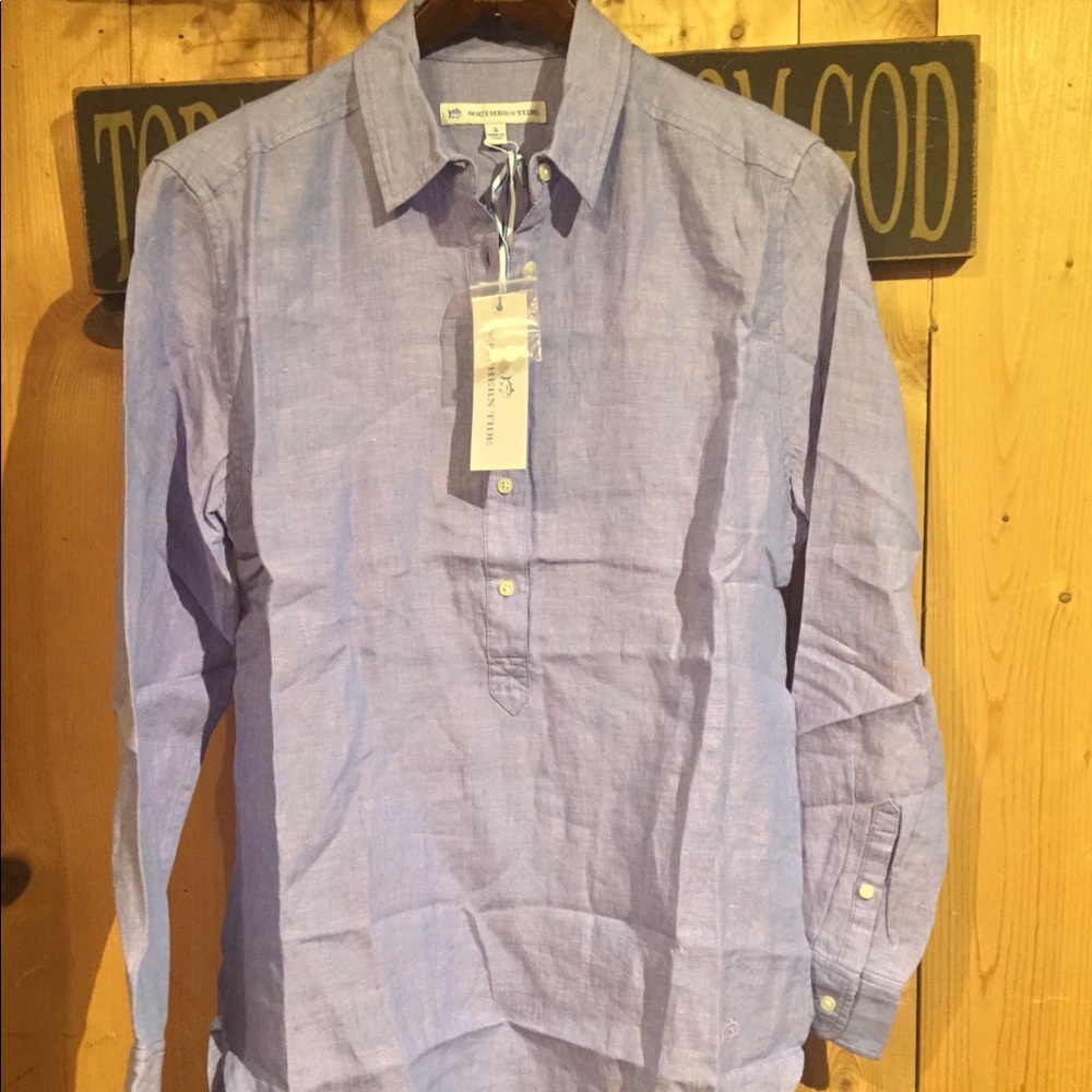 Women's Blue Button-Up Shirt